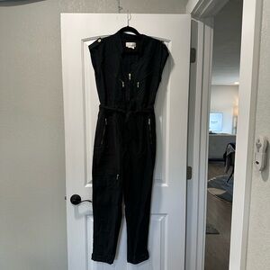 NWOT Anthropologie Black V-Neck Jumpsuit with Tie Waist